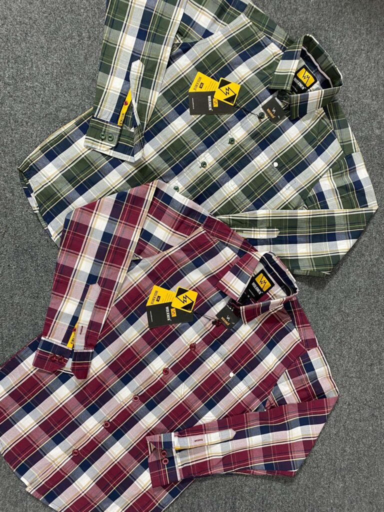 PREMIUM PAPER COTTON CHECK DOUBLE POCKET SHIRTS DOUBLE SHOULDER