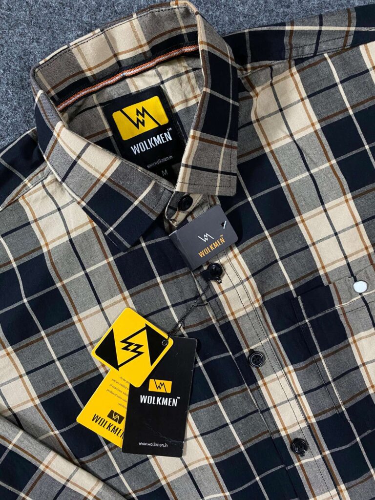 PREMIUM PAPER COTTON CHECK DOUBLE POCKET SHIRTS DOUBLE SHOULDER