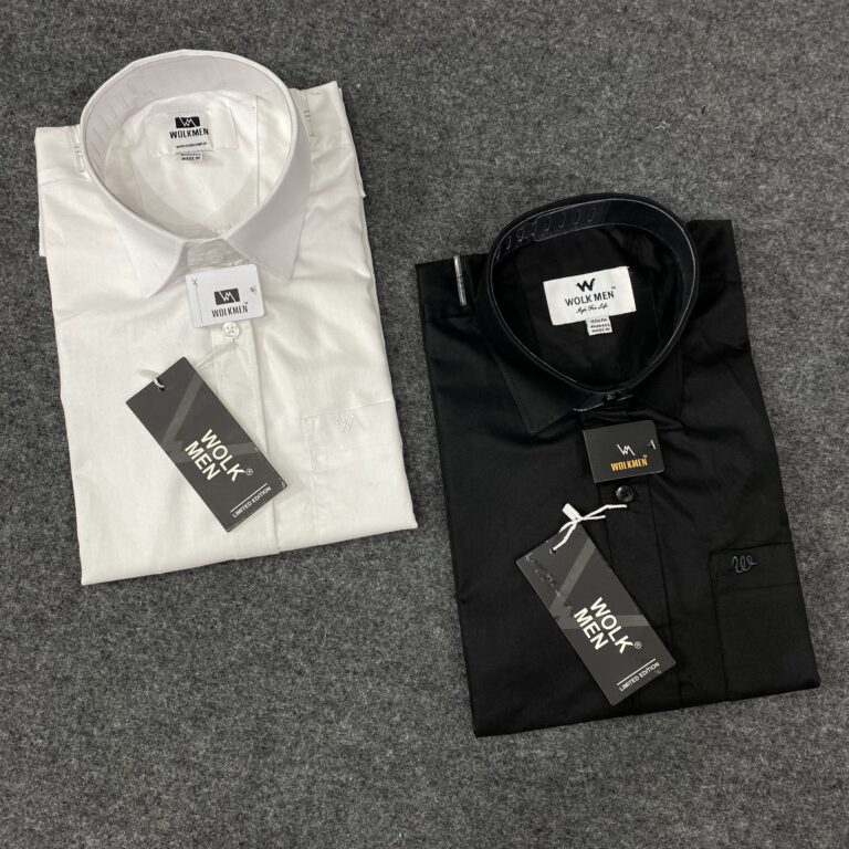 PREMIUM TWILL COTTON BLACK WHITE SHIRT